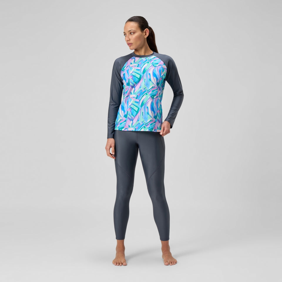 Speedo Printed Long Sleeve Swim Shirt Grey/Green