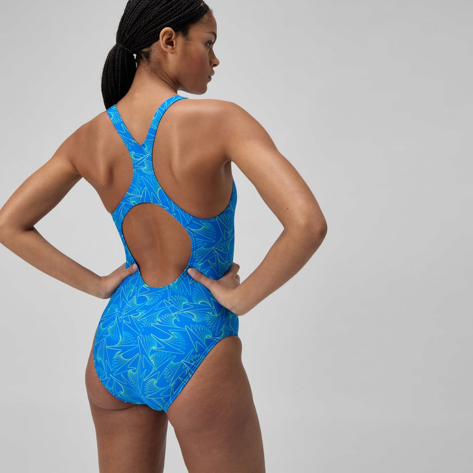 Speedo Hyperboom Medalist Allover Print Swimsuit Blue