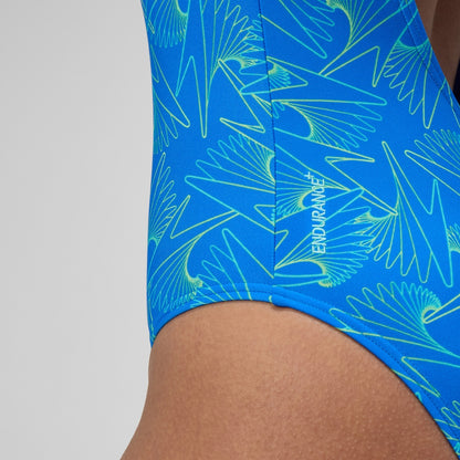 Speedo Hyperboom Medalist Allover Print Swimsuit Blue
