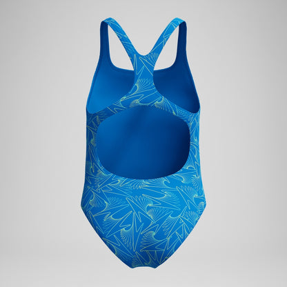 Speedo Girls Hyperboom Medalist Allover Print Swimsuit Blue
