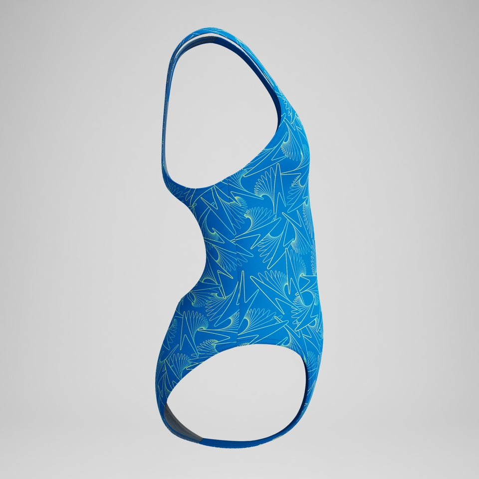 Speedo Girls Hyperboom Medalist Allover Print Swimsuit Blue