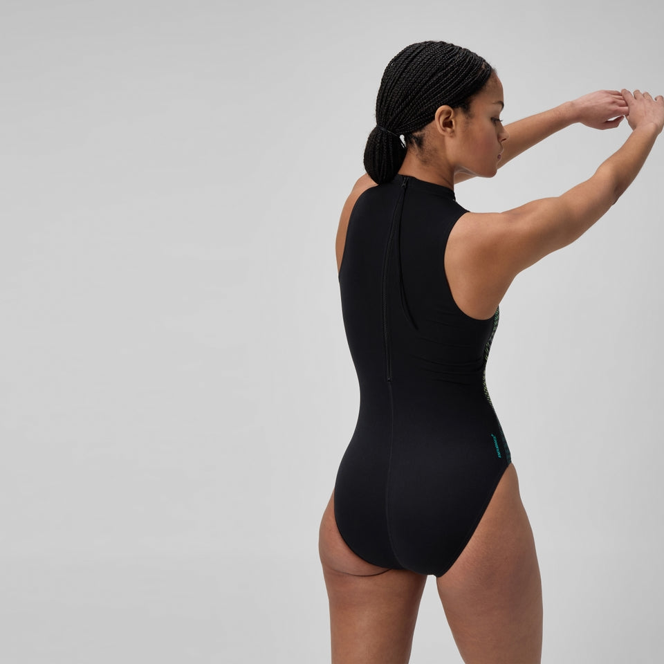 Speedo Printed Hydrasuit Black /Green