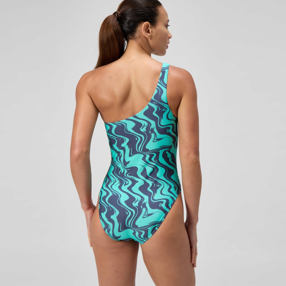 Speedo Asymmetric Swimsuit Turquoise/Grey