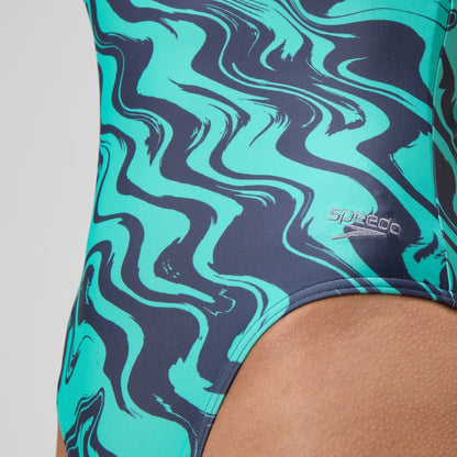 Speedo Asymmetric Swimsuit Turquoise/Grey
