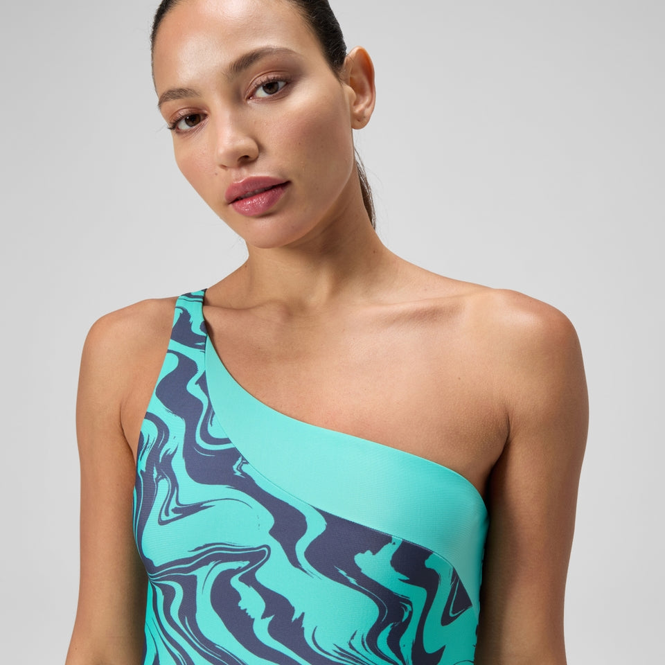 Speedo Asymmetric Swimsuit Turquoise/Grey
