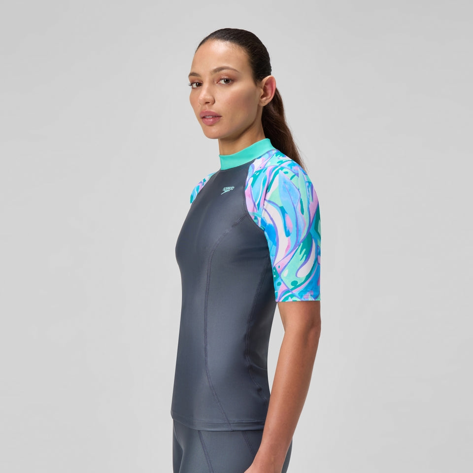 Speedo Short Sleeve Rashguard Grey/Green