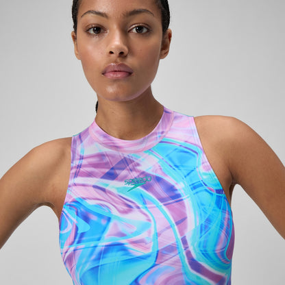 Speedo Printed Hydrasuit Pink/Green