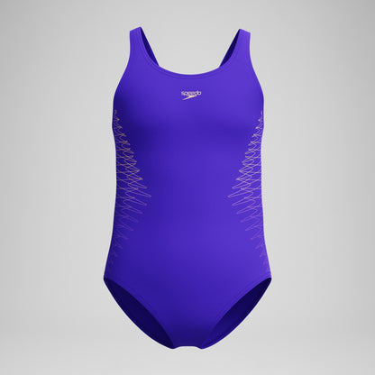 Speedo Girls Placement Muscleback Swimsuit Purple/Pink