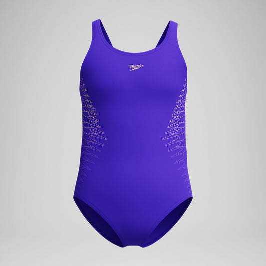 Speedo Girls Placement Muscleback Swimsuit Purple/Pink