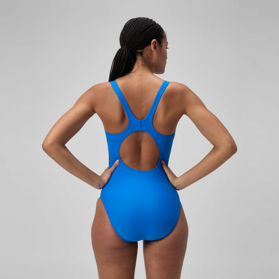 Speedo Placement Muscleback Swimsuit Blue