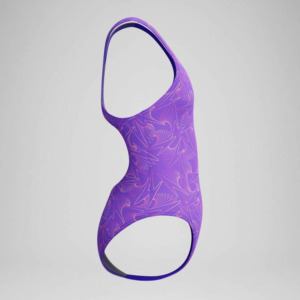 Speedo Girls Hyperboom Medalist Allover Print Swimsuit Purple/Pink