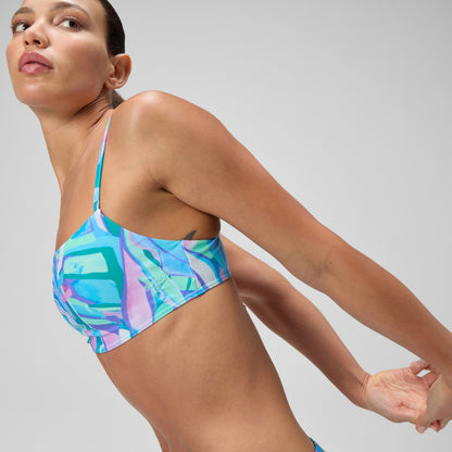 Speedo Printed Adjustable Thinstrap Bikini Set Green/Pink