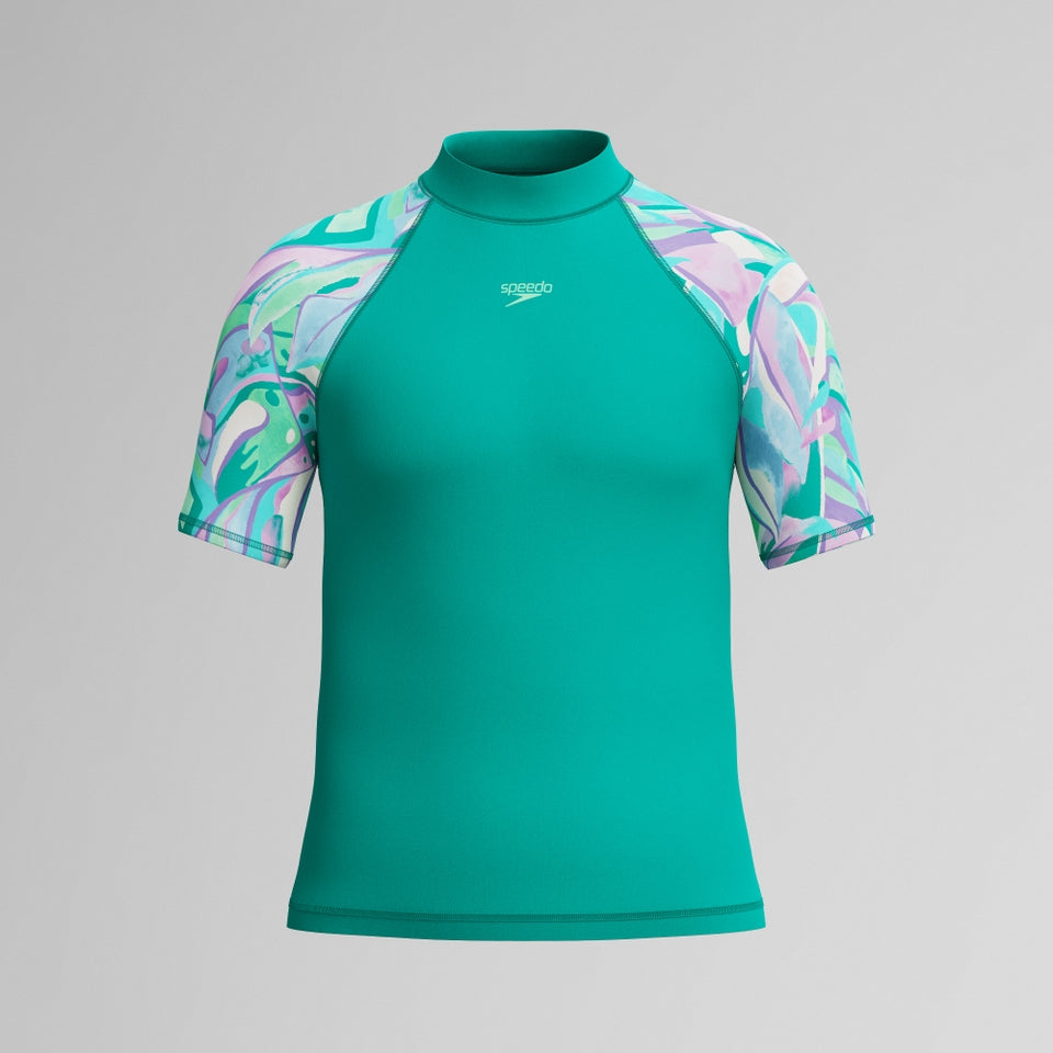 Speedo Girls Short Sleeve Rashguard Turquoise