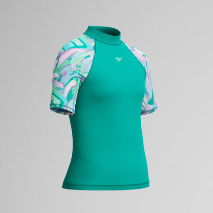 Speedo Girls Short Sleeve Rashguard Turquoise