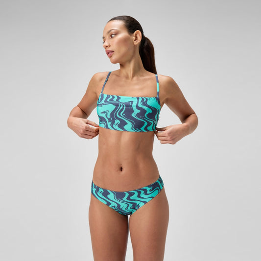 Speedo Printed Adjustable Thinstrap Bikini Set Turquoise/Grey