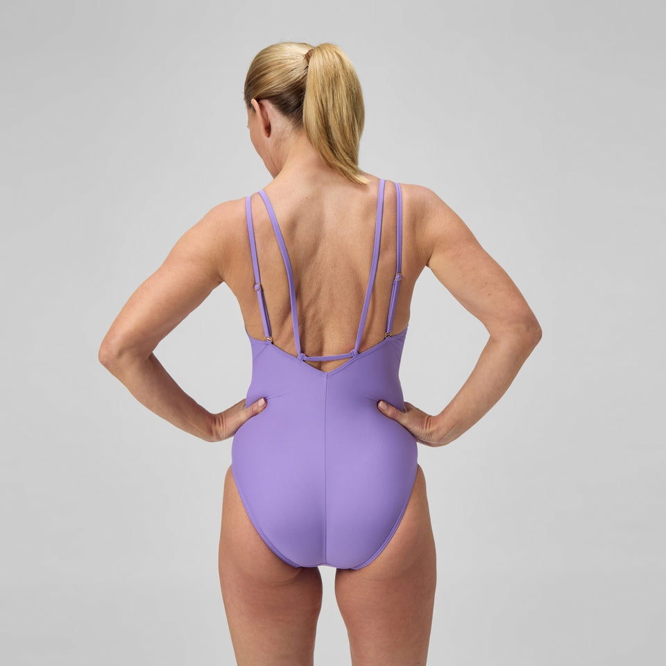 Speedo Shaping Strappy Swimsuit Purple