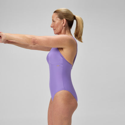 Speedo Shaping Strappy Swimsuit Purple