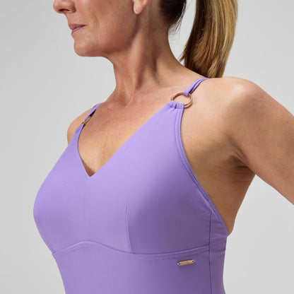 Speedo Shaping Strappy Swimsuit Purple