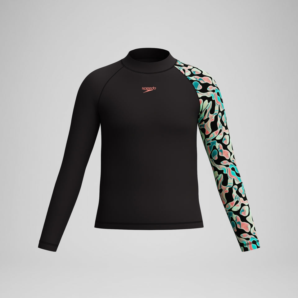 Speedo Boys Long Sleeve Rashguard Black/Orange