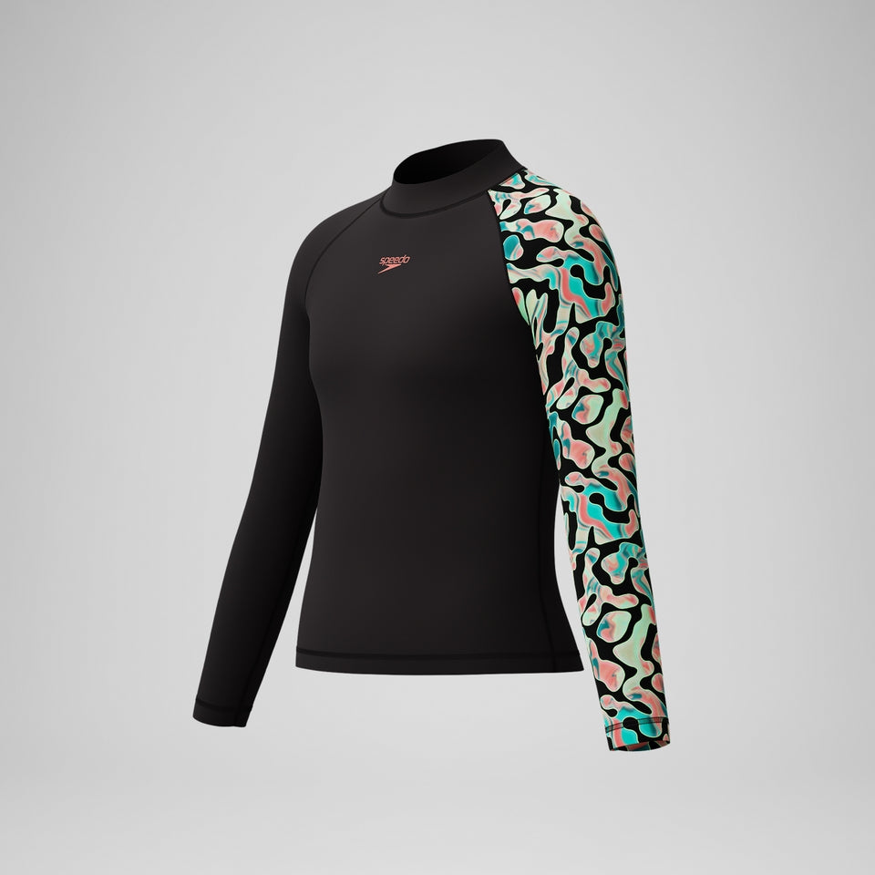 Speedo Boys Long Sleeve Rashguard Black/Orange