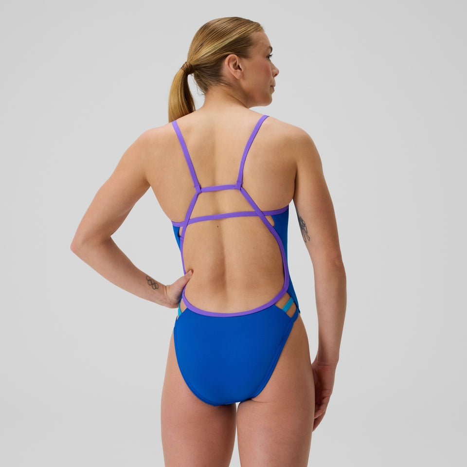 Speedo Club Training Solid Tri Back Swimsuit Blue/Purple