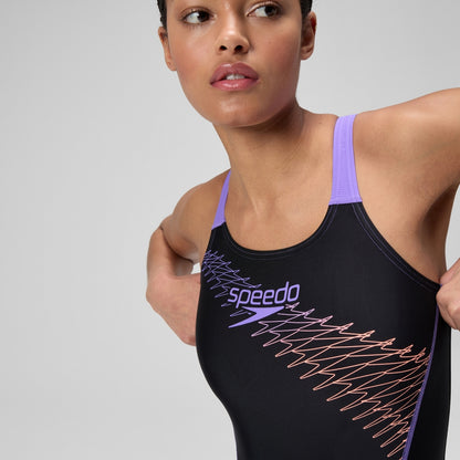 Speedo Medley Logo Swimsuit Black/Peach