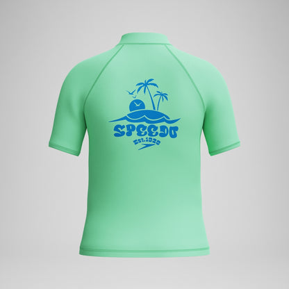 Speedo Boys Short Sleeve Rashguard Green
