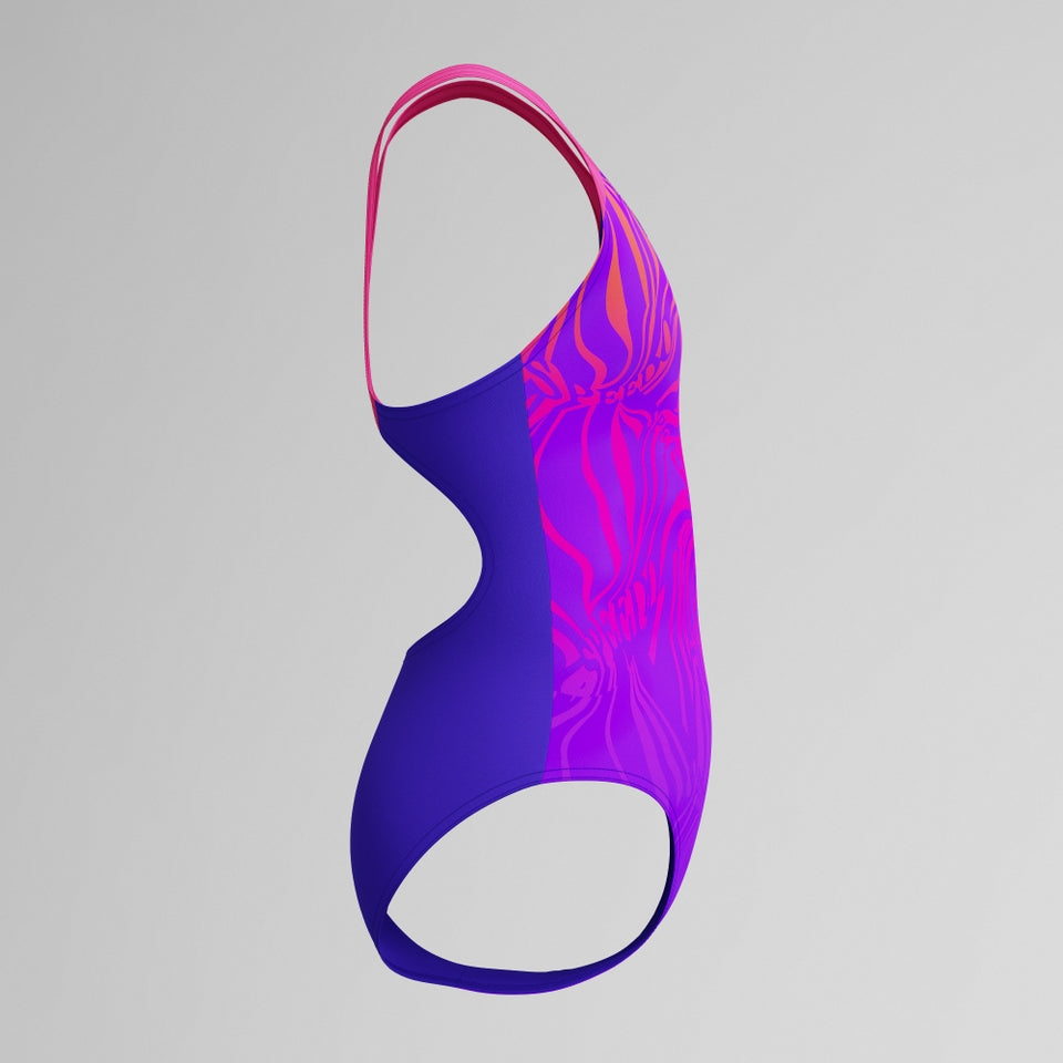 Speedo Girls Placement Splashback Swimsuit Purple/Pink