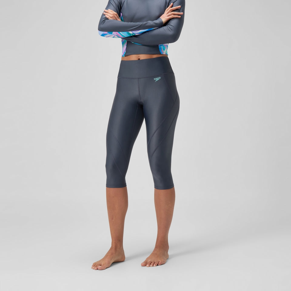 Speedo Solid Panel 3/4 Leggings Grey