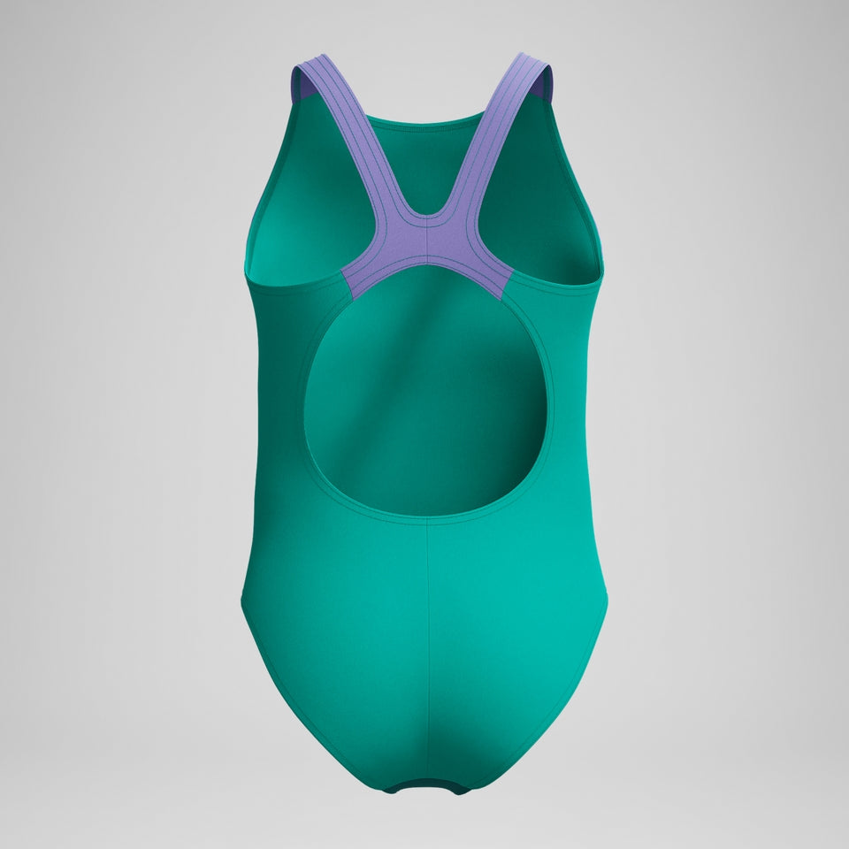 Speedo Girls Printed Pulseback Swimsuit Green/Pink