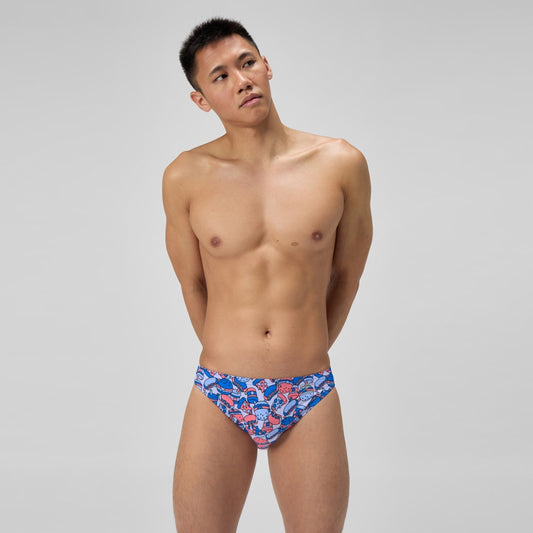 Speedo Club Training Printed Brief Blue/Orange