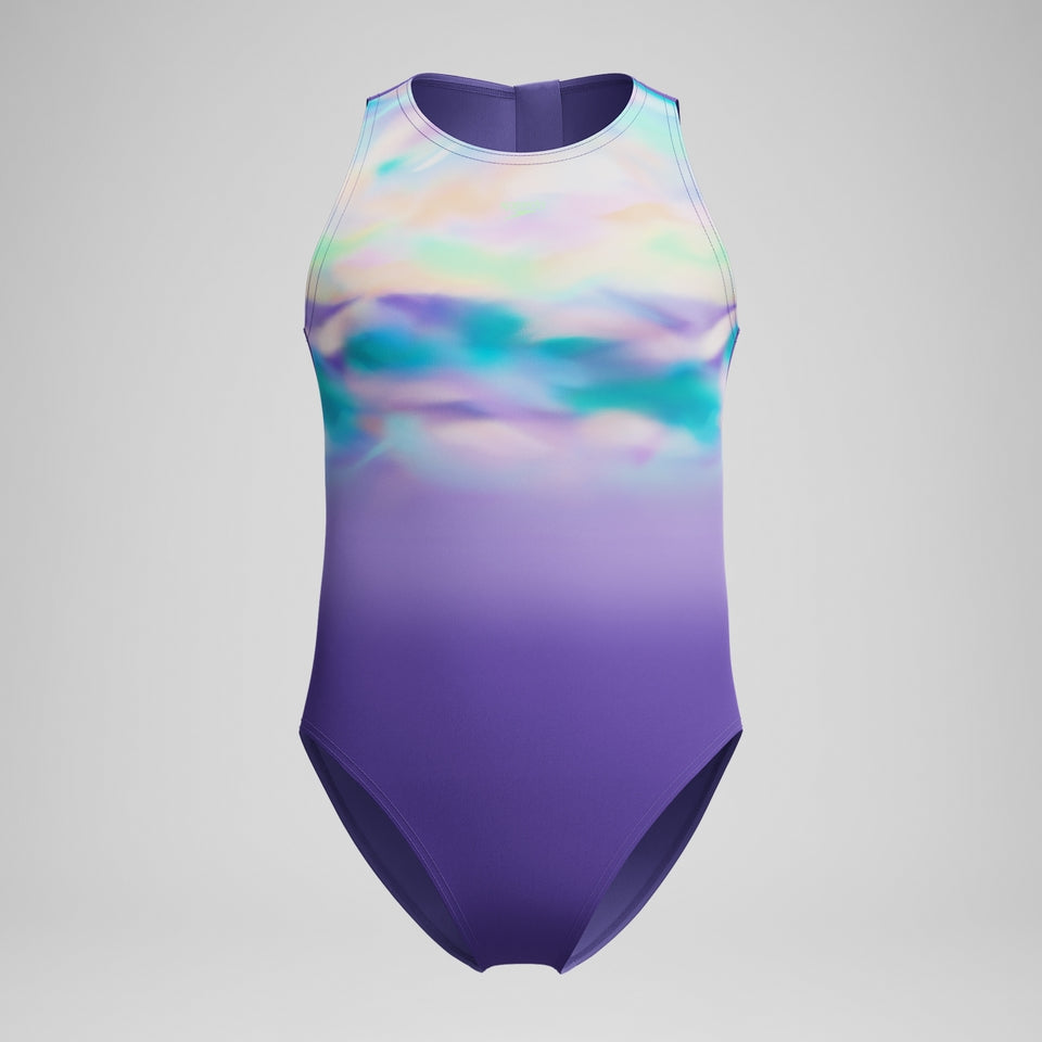 Speedo Girls Printed Hydrasuit Purple/Green