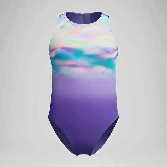 Speedo Girls Printed Hydrasuit Purple/Green
