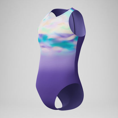 Speedo Girls Printed Hydrasuit Purple/Green