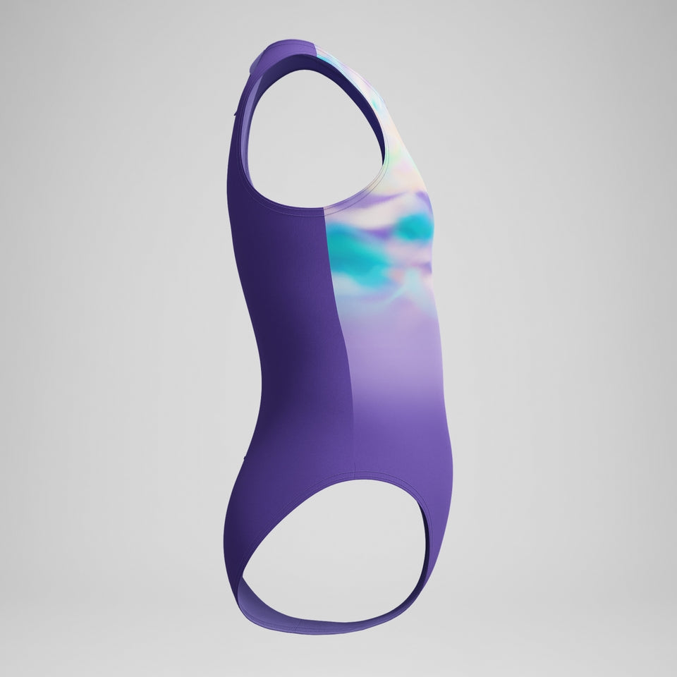 Speedo Girls Printed Hydrasuit Purple/Green