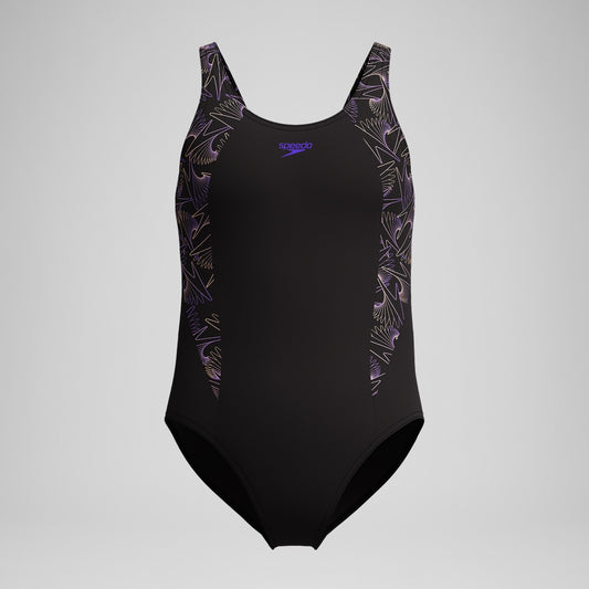 Speedo Girls Hyperboom Splice Muscleback Swimsuit Black/Peach
