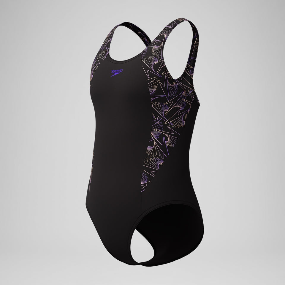 Speedo Girls Hyperboom Splice Muscleback Swimsuit Black/Peach