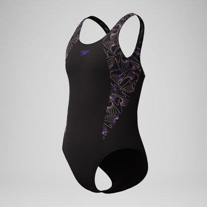 Speedo Girls Hyperboom Splice Muscleback Swimsuit Black/Peach
