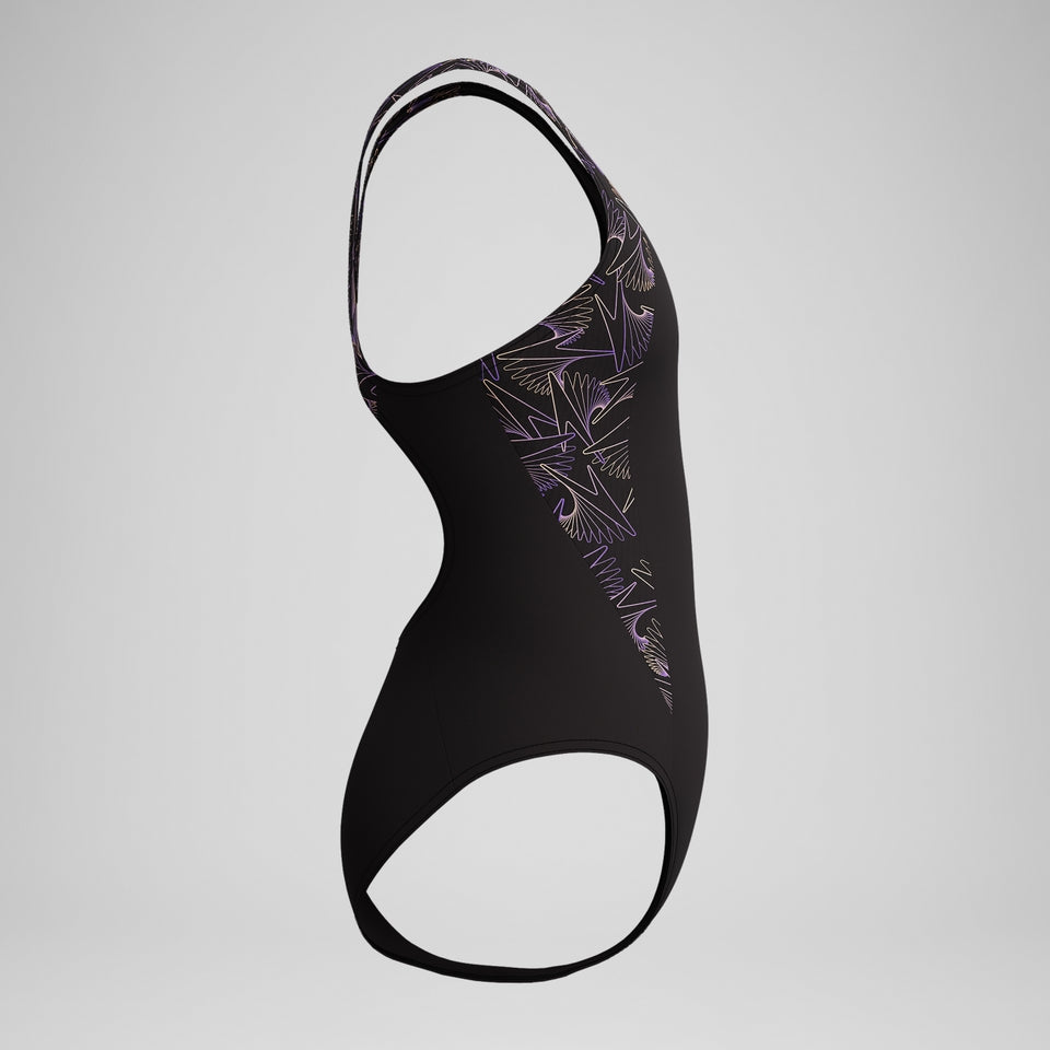 Speedo Girls Hyperboom Splice Muscleback Swimsuit Black/Peach