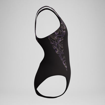 Speedo Girls Hyperboom Splice Muscleback Swimsuit Black/Peach