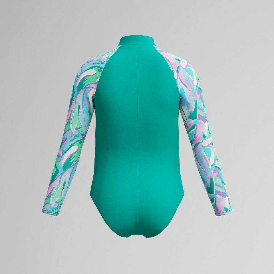 Speedo Girls Long Sleeve Swimsuit Turquoise