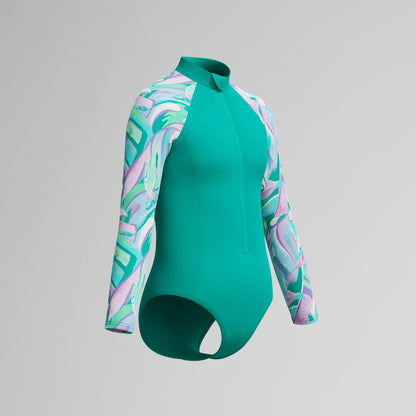 Speedo Girls Long Sleeve Swimsuit Turquoise