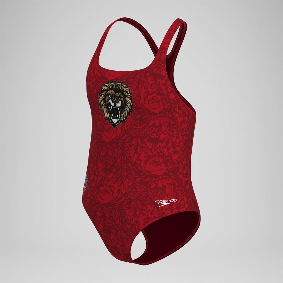 Speedo Girls British & Irish Lions Splashback Swimsuit Red